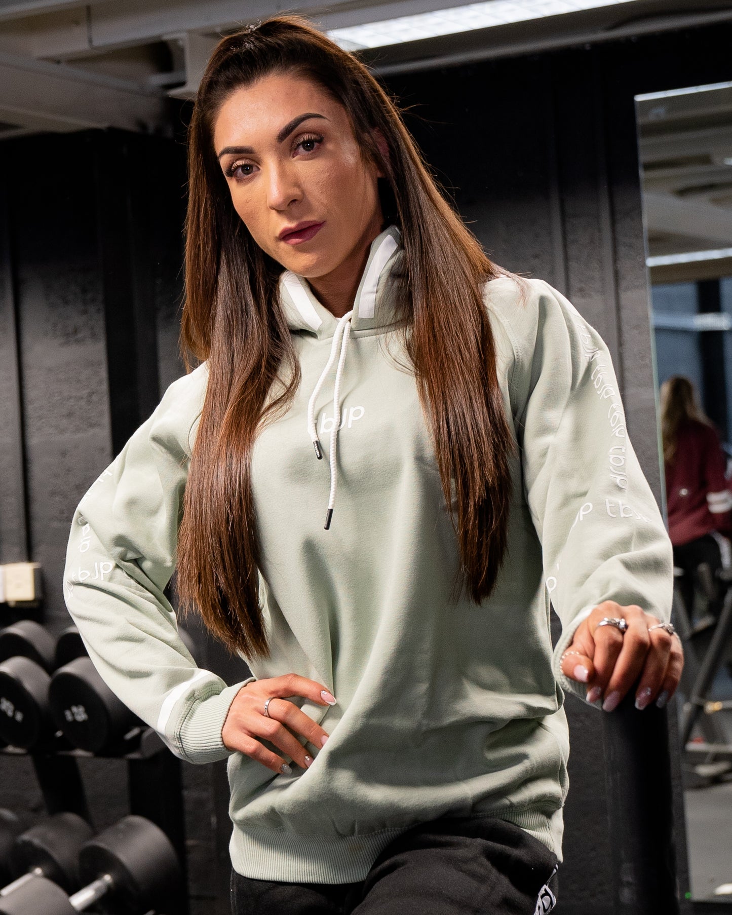 Sleeve Logo Pullover Hoodie in Pale Mint