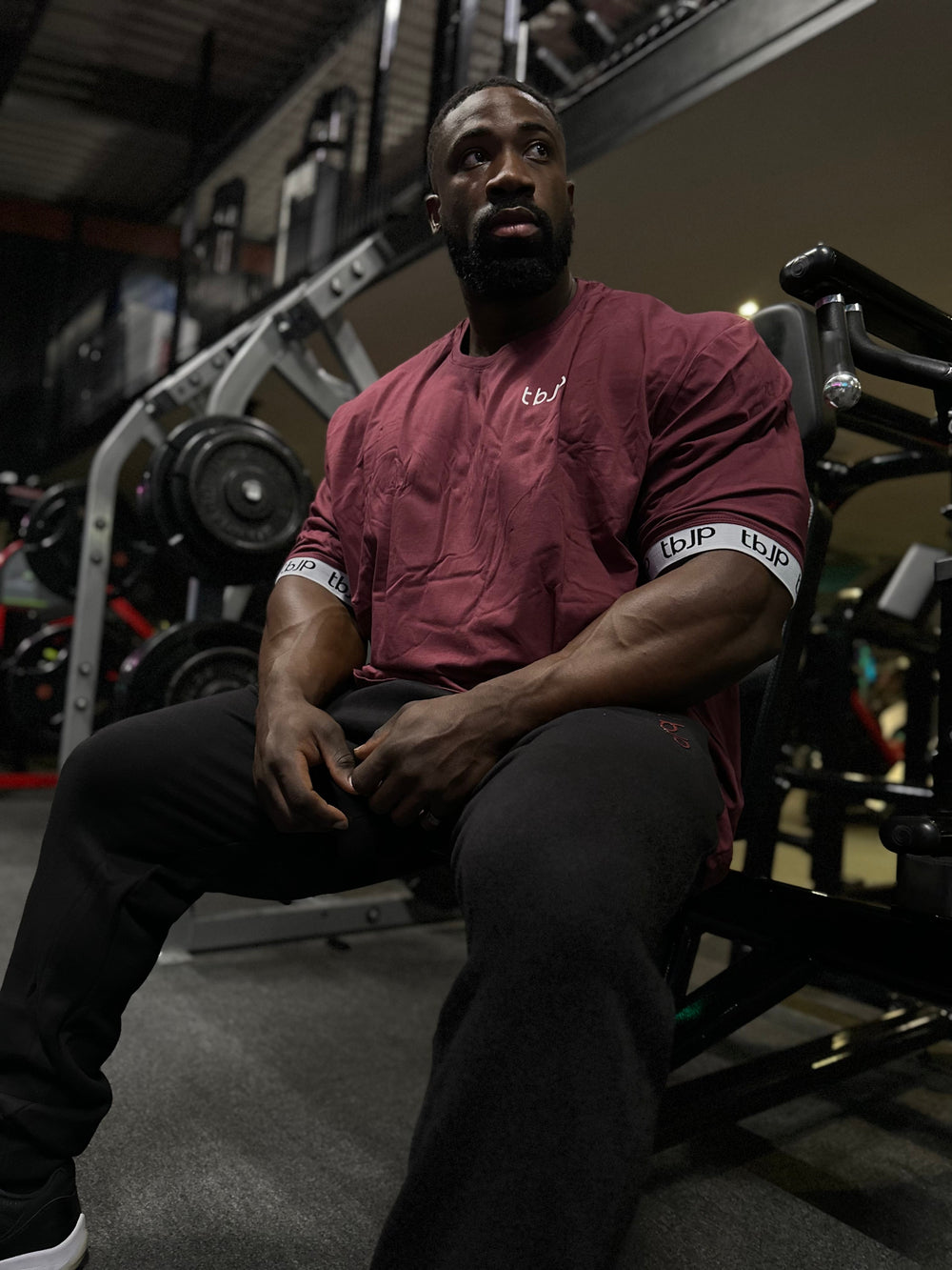 Maroon, Logo Cuff Tshirt