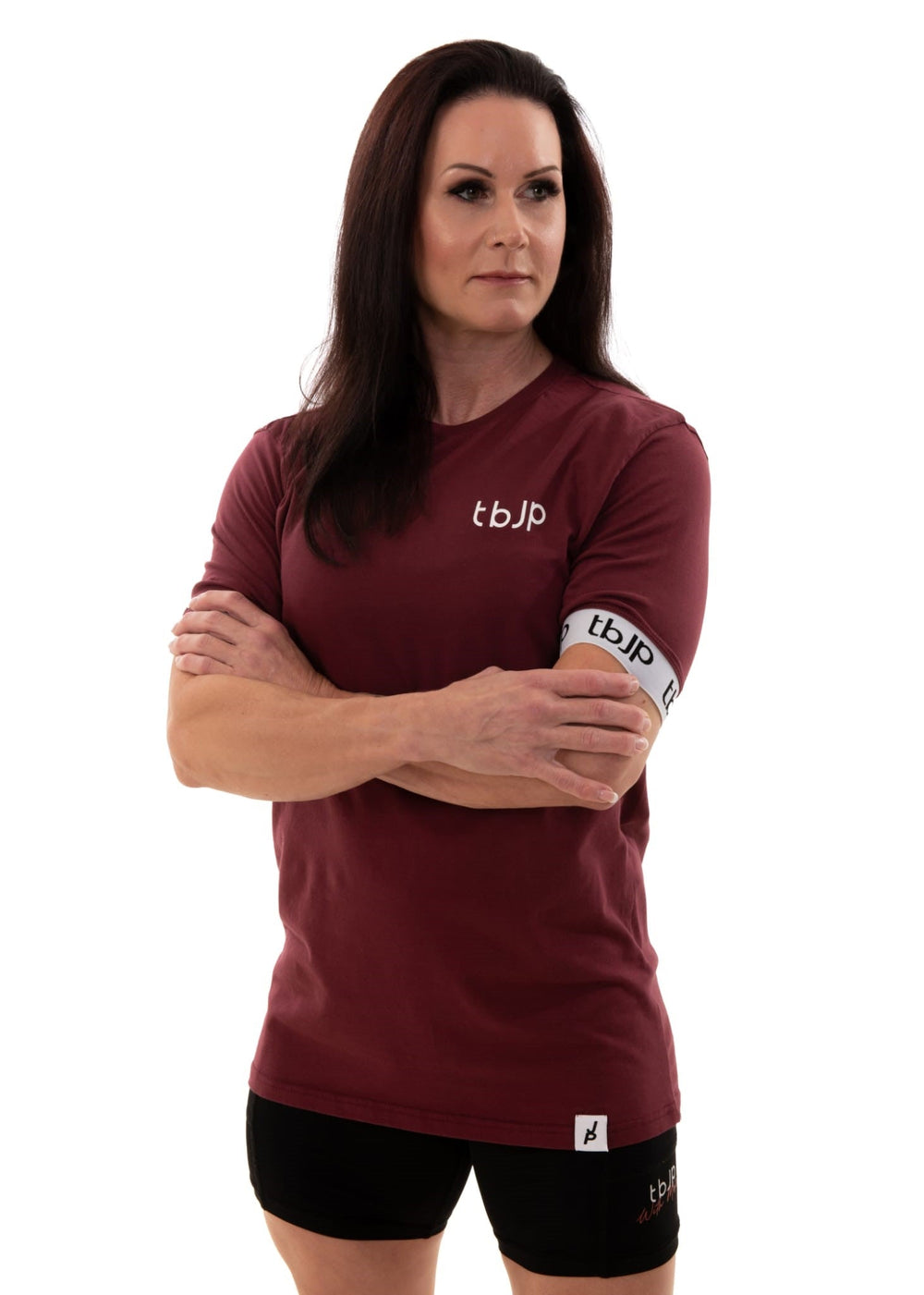 Maroon, Logo Cuff Tshirt