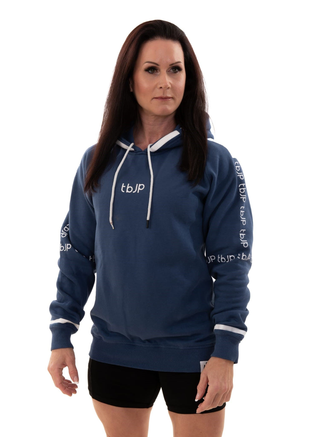 Sleeve Logo Pullover Hoodie in Mid Blue