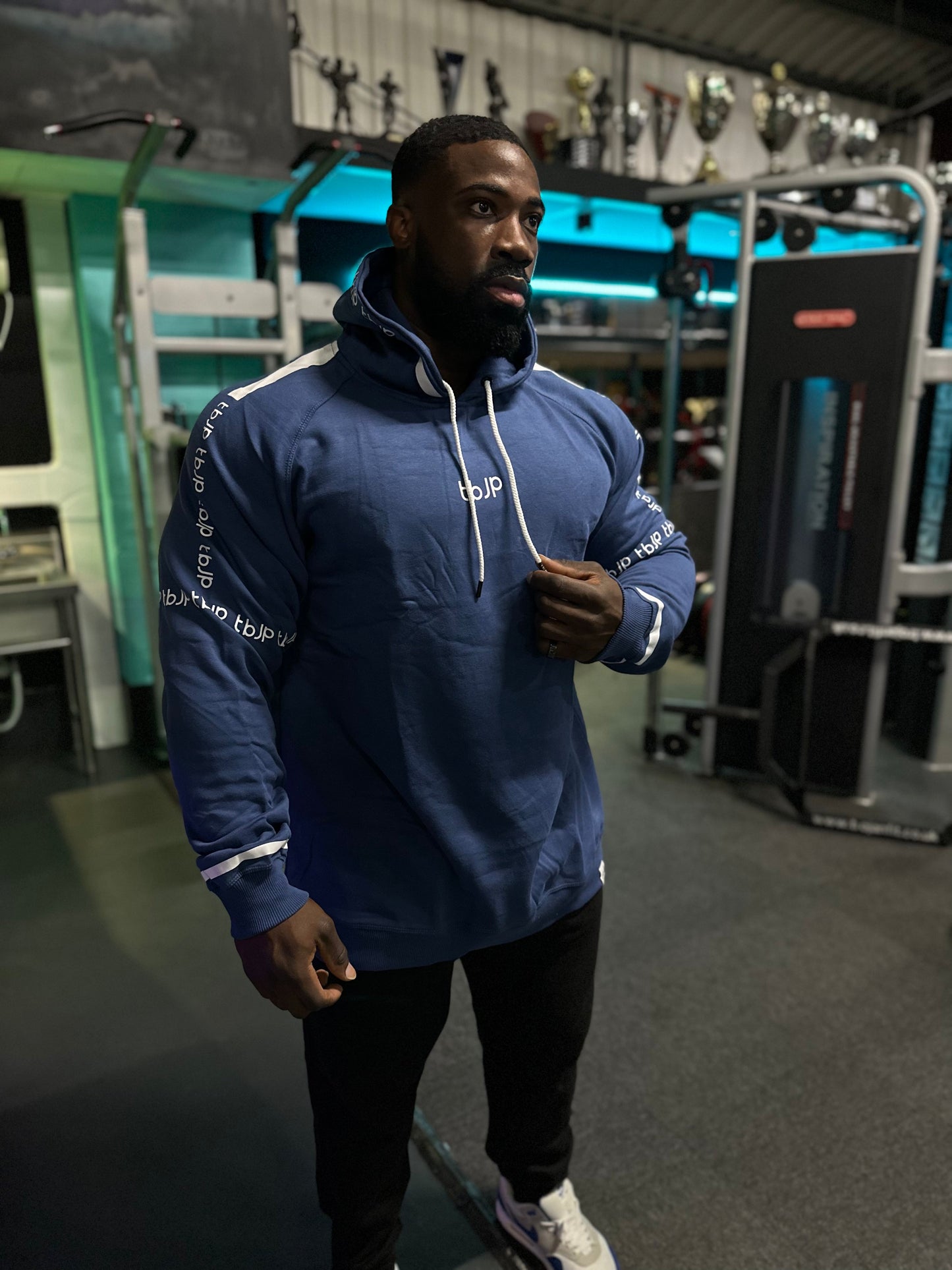 
                  
                    Sleeve Logo Pullover Hoodie in Mid Blue
                  
                